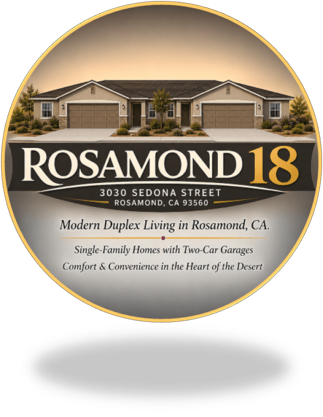 A sign advertising a housing development in Rosamond, CA.